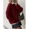 imagePRETTYGARDEN Womens Oversized Fall Sweaters 2026 Casual Long Sleeve Crewneck Chunky Cable Knit Pullover Tops Winter ClothesBurgundy