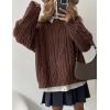 imagePRETTYGARDEN Womens Oversized Fall Sweaters 2026 Casual Long Sleeve Crewneck Chunky Cable Knit Pullover Tops Winter ClothesCoffee