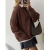 imagePRETTYGARDEN Womens Oversized Fall Sweaters 2026 Casual Long Sleeve Crewneck Chunky Cable Knit Pullover Tops Winter ClothesCoffee