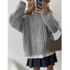 imagePRETTYGARDEN Womens Oversized Fall Sweaters 2026 Casual Long Sleeve Crewneck Chunky Cable Knit Pullover Tops Winter ClothesGrey