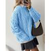 imagePRETTYGARDEN Womens Oversized Fall Sweaters 2026 Casual Long Sleeve Crewneck Chunky Cable Knit Pullover Tops Winter ClothesLight Blue