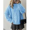 imagePRETTYGARDEN Womens Oversized Fall Sweaters 2026 Casual Long Sleeve Crewneck Chunky Cable Knit Pullover Tops Winter ClothesLight Blue