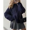 imagePRETTYGARDEN Womens Oversized Fall Sweaters 2026 Casual Long Sleeve Crewneck Chunky Cable Knit Pullover Tops Winter ClothesNavy Blue
