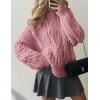 imagePRETTYGARDEN Womens Oversized Fall Sweaters 2026 Casual Long Sleeve Crewneck Chunky Cable Knit Pullover Tops Winter ClothesPink