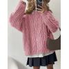 imagePRETTYGARDEN Womens Oversized Fall Sweaters 2026 Casual Long Sleeve Crewneck Chunky Cable Knit Pullover Tops Winter ClothesPink