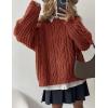 imagePRETTYGARDEN Womens Oversized Fall Sweaters 2026 Casual Long Sleeve Crewneck Chunky Cable Knit Pullover Tops Winter ClothesRust