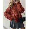 imagePRETTYGARDEN Womens Oversized Fall Sweaters 2026 Casual Long Sleeve Crewneck Chunky Cable Knit Pullover Tops Winter ClothesRust