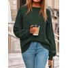 imagePRETTYGARDEN Womens Oversized Sweater 2025 Crewneck Long Sleeve Ribbed Knit Pullover Sweaters Tops Fall Fashion OutfitsDark Green
