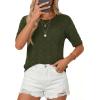 imagePRETTYGARDEN Womens Short Sleeve Sweater Trendy Crochet Summer Tops 2026 Casual Hollow Out Shirts Beach Vacation ClothesArmy Green