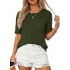 imagePRETTYGARDEN Womens Short Sleeve Sweater Trendy Crochet Summer Tops 2026 Casual Hollow Out Shirts Beach Vacation ClothesArmy Green