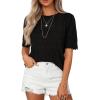 imagePRETTYGARDEN Womens Short Sleeve Sweater Trendy Crochet Summer Tops 2026 Casual Hollow Out Shirts Beach Vacation ClothesBlack
