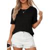 imagePRETTYGARDEN Womens Short Sleeve Sweater Trendy Crochet Summer Tops 2026 Casual Hollow Out Shirts Beach Vacation ClothesBlack