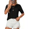 imagePRETTYGARDEN Womens Short Sleeve Sweater Trendy Crochet Summer Tops 2026 Casual Hollow Out Shirts Beach Vacation ClothesBlack