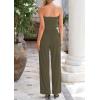 imagePRETTYGARDEN Womens Summer Outfits 2 Piece Sets Casual Ribbed Knit Crop Tube Top Wide Leg Pants Spring Matching Lounge SetArmy Green