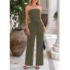 imagePRETTYGARDEN Womens Summer Outfits 2 Piece Sets Casual Ribbed Knit Crop Tube Top Wide Leg Pants Spring Matching Lounge SetArmy Green