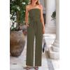 imagePRETTYGARDEN Womens Summer Outfits 2 Piece Sets Casual Ribbed Knit Crop Tube Top Wide Leg Pants Spring Matching Lounge SetArmy Green