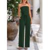 imagePRETTYGARDEN Womens Summer Outfits 2 Piece Sets Casual Ribbed Knit Crop Tube Top Wide Leg Pants Spring Matching Lounge SetDark Green