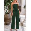 imagePRETTYGARDEN Womens Summer Outfits 2 Piece Sets Casual Ribbed Knit Crop Tube Top Wide Leg Pants Spring Matching Lounge SetDark Green