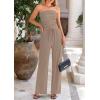 imagePRETTYGARDEN Womens Summer Outfits 2 Piece Sets Casual Ribbed Knit Crop Tube Top Wide Leg Pants Spring Matching Lounge SetKhaki