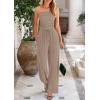imagePRETTYGARDEN Womens Summer Outfits 2 Piece Sets Casual Ribbed Knit Crop Tube Top Wide Leg Pants Spring Matching Lounge SetKhaki