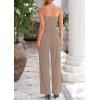 imagePRETTYGARDEN Womens Summer Outfits 2 Piece Sets Casual Ribbed Knit Crop Tube Top Wide Leg Pants Spring Matching Lounge SetKhaki