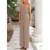 imagePRETTYGARDEN Womens Summer Outfits 2 Piece Sets Casual Ribbed Knit Crop Tube Top Wide Leg Pants Spring Matching Lounge SetKhaki