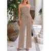 imagePRETTYGARDEN Womens Summer Outfits 2 Piece Sets Casual Ribbed Knit Crop Tube Top Wide Leg Pants Spring Matching Lounge SetKhaki