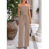 imagePRETTYGARDEN Womens Summer Outfits 2 Piece Sets Casual Ribbed Knit Crop Tube Top Wide Leg Pants Spring Matching Lounge SetKhaki