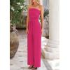 imagePRETTYGARDEN Womens Summer Outfits 2 Piece Sets Casual Ribbed Knit Crop Tube Top Wide Leg Pants Spring Matching Lounge SetRose Red