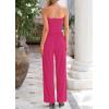 imagePRETTYGARDEN Womens Summer Outfits 2 Piece Sets Casual Ribbed Knit Crop Tube Top Wide Leg Pants Spring Matching Lounge SetRose Red