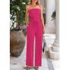 imagePRETTYGARDEN Womens Summer Outfits 2 Piece Sets Casual Ribbed Knit Crop Tube Top Wide Leg Pants Spring Matching Lounge SetRose Red