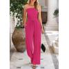 imagePRETTYGARDEN Womens Summer Outfits 2 Piece Sets Casual Ribbed Knit Crop Tube Top Wide Leg Pants Spring Matching Lounge SetRose Red