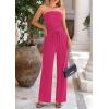 imagePRETTYGARDEN Womens Summer Outfits 2 Piece Sets Casual Ribbed Knit Crop Tube Top Wide Leg Pants Spring Matching Lounge SetRose Red