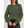imagePRETTYGARDEN Womens Sweaters 2026 Fall Fashion Long Sleeve Crewneck Floral Knit Pullover Sweater Tops Winter ClothesArmy Green