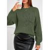 imagePRETTYGARDEN Womens Sweaters 2026 Fall Fashion Long Sleeve Crewneck Floral Knit Pullover Sweater Tops Winter ClothesArmy Green