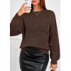 imagePRETTYGARDEN Womens Sweaters 2026 Fall Fashion Long Sleeve Crewneck Floral Knit Pullover Sweater Tops Winter ClothesBrown