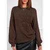 imagePRETTYGARDEN Womens Sweaters 2026 Fall Fashion Long Sleeve Crewneck Floral Knit Pullover Sweater Tops Winter ClothesBrown