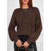 imagePRETTYGARDEN Womens Sweaters 2026 Fall Fashion Long Sleeve Crewneck Floral Knit Pullover Sweater Tops Winter ClothesBrown