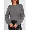imagePRETTYGARDEN Womens Sweaters 2026 Fall Fashion Long Sleeve Crewneck Floral Knit Pullover Sweater Tops Winter ClothesDark Grey