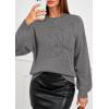 imagePRETTYGARDEN Womens Sweaters 2026 Fall Fashion Long Sleeve Crewneck Floral Knit Pullover Sweater Tops Winter ClothesDark Grey