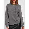 imagePRETTYGARDEN Womens Sweaters 2026 Fall Fashion Long Sleeve Crewneck Floral Knit Pullover Sweater Tops Winter ClothesDark Grey