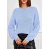 imagePRETTYGARDEN Womens Sweaters 2026 Fall Fashion Long Sleeve Crewneck Floral Knit Pullover Sweater Tops Winter ClothesLight Blue