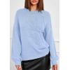 imagePRETTYGARDEN Womens Sweaters 2026 Fall Fashion Long Sleeve Crewneck Floral Knit Pullover Sweater Tops Winter ClothesLight Blue
