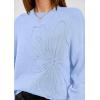 imagePRETTYGARDEN Womens Sweaters 2026 Fall Fashion Long Sleeve Crewneck Floral Knit Pullover Sweater Tops Winter ClothesLight Blue