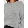 imagePRETTYGARDEN Womens Sweaters 2026 Fall Fashion Long Sleeve Crewneck Floral Knit Pullover Sweater Tops Winter ClothesLight Grey
