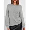 imagePRETTYGARDEN Womens Sweaters 2026 Fall Fashion Long Sleeve Crewneck Floral Knit Pullover Sweater Tops Winter ClothesLight Grey