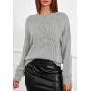 imagePRETTYGARDEN Womens Sweaters 2026 Fall Fashion Long Sleeve Crewneck Floral Knit Pullover Sweater Tops Winter ClothesLight Grey