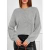 imagePRETTYGARDEN Womens Sweaters 2026 Fall Fashion Long Sleeve Crewneck Floral Knit Pullover Sweater Tops Winter ClothesLight Grey