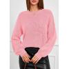 imagePRETTYGARDEN Womens Sweaters 2026 Fall Fashion Long Sleeve Crewneck Floral Knit Pullover Sweater Tops Winter ClothesPink