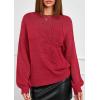 imagePRETTYGARDEN Womens Sweaters 2026 Fall Fashion Long Sleeve Crewneck Floral Knit Pullover Sweater Tops Winter ClothesRed